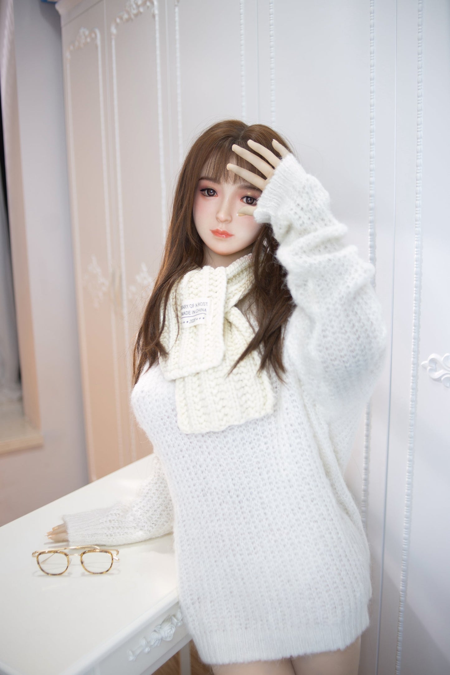 Aibei 148cm C-Cup Lifelike TPE Sex Doll with Silicone Head - Realistic Companion