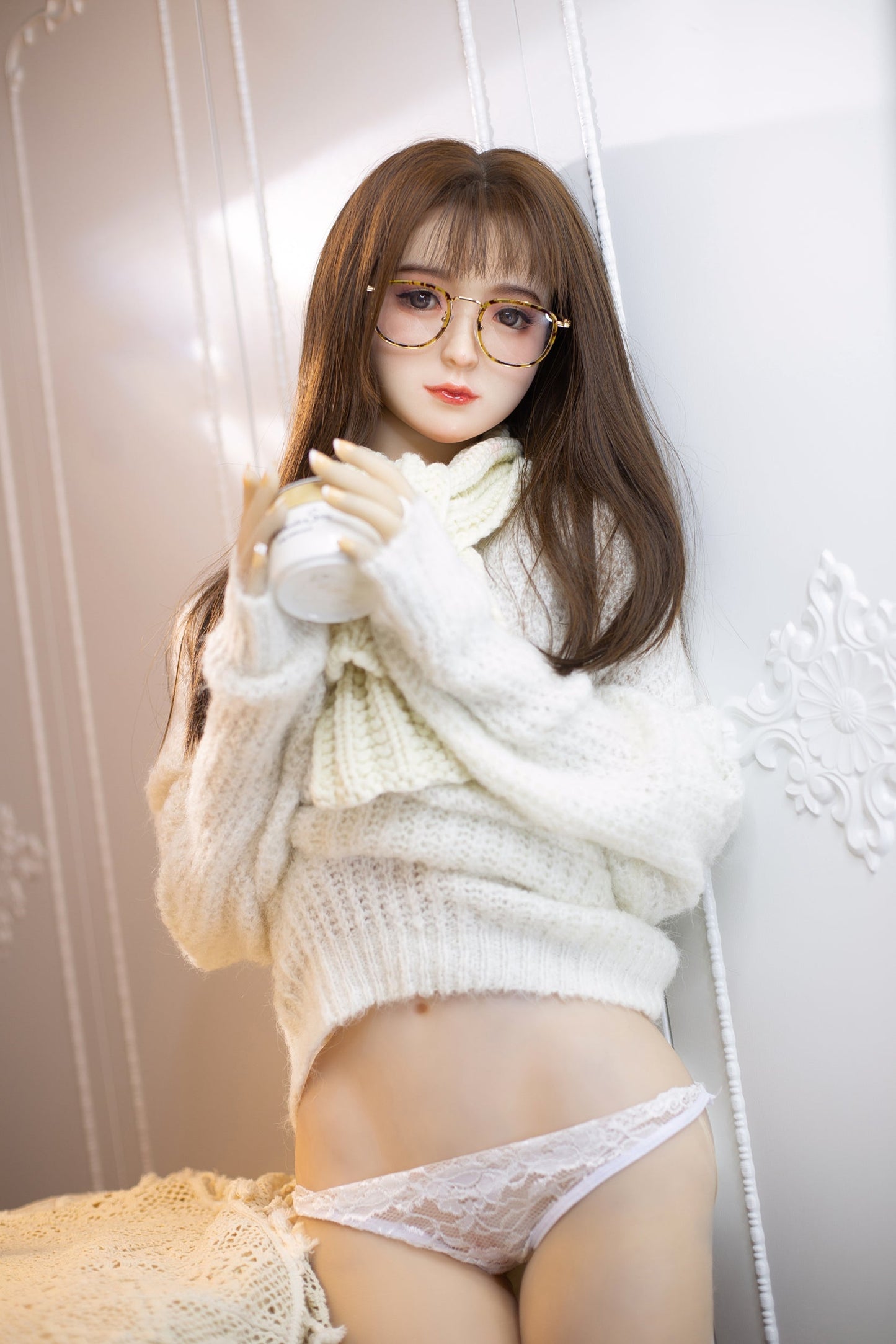 Aibei 148cm C-Cup Lifelike TPE Sex Doll with Silicone Head - Realistic Companion