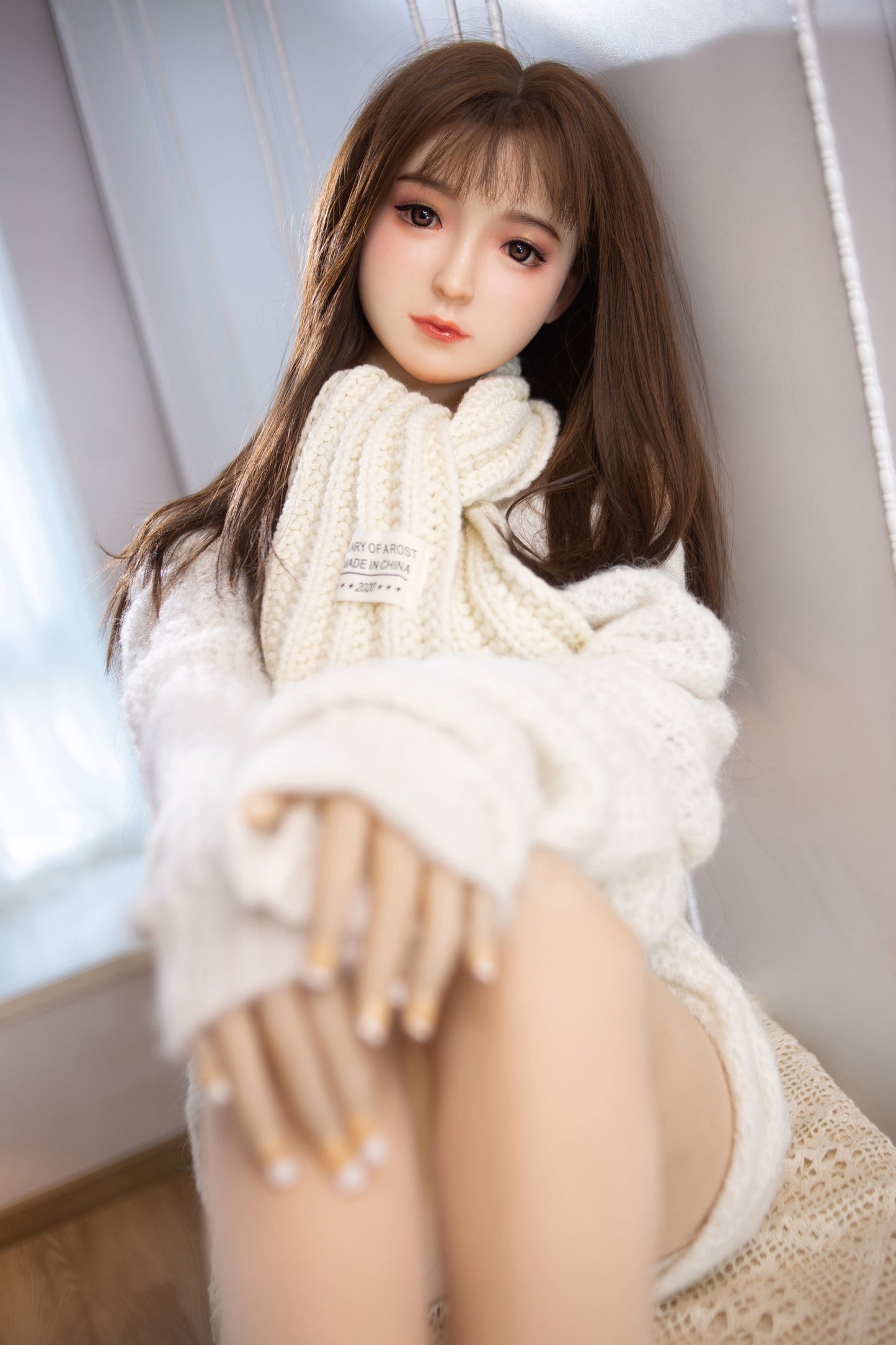 Aibei 148cm C-Cup Lifelike TPE Sex Doll with Silicone Head - Realistic Companion
