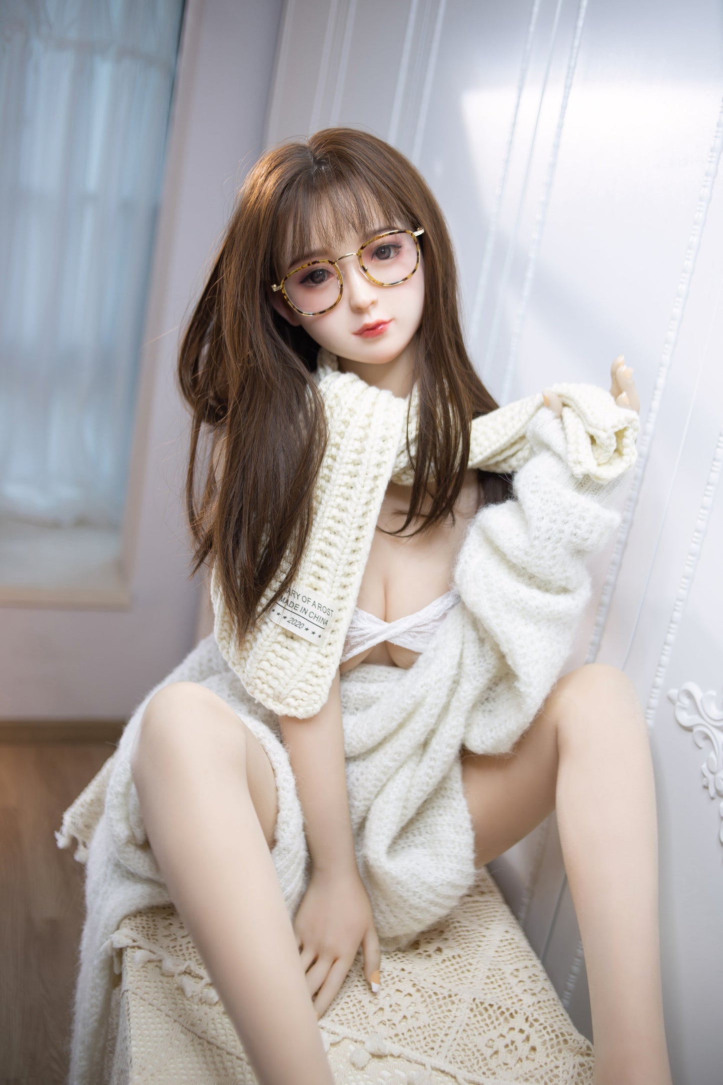 Aibei 148cm C-Cup Lifelike TPE Sex Doll with Silicone Head - Realistic Companion