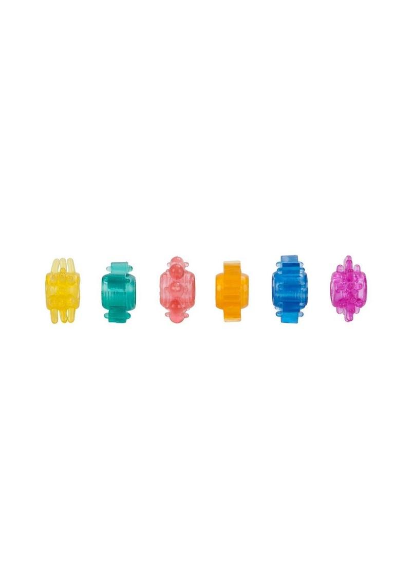 Stretchy Fun-Colors Penis Rings (6-Pack) - Love Dolls 4U