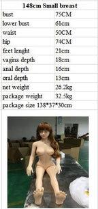 Aibei 148cm C-Cup Lifelike TPE Sex Doll with Silicone Head - Realistic Companion