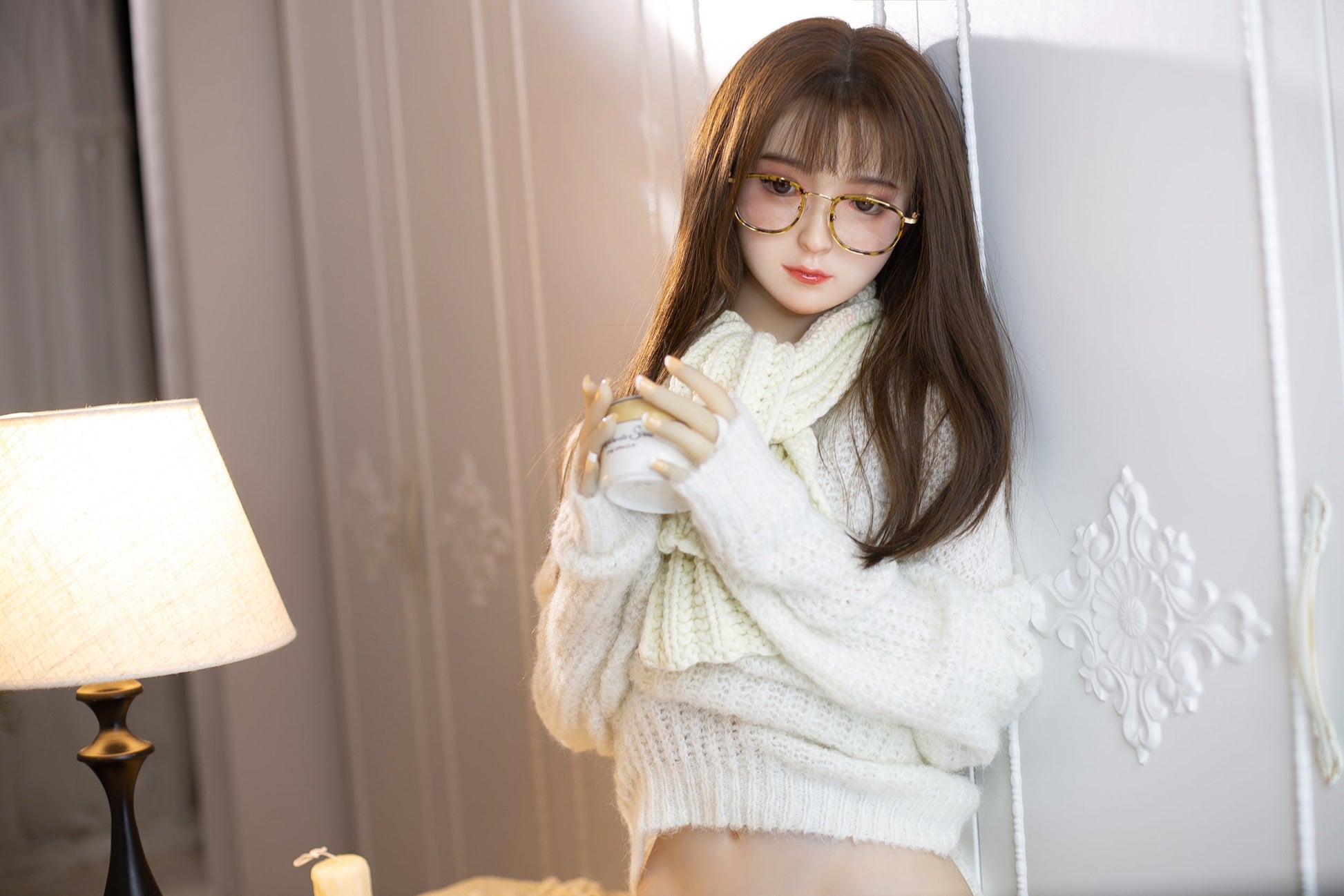 Aibei 148cm C-Cup Lifelike TPE Sex Doll with Silicone Head - Realistic Companion