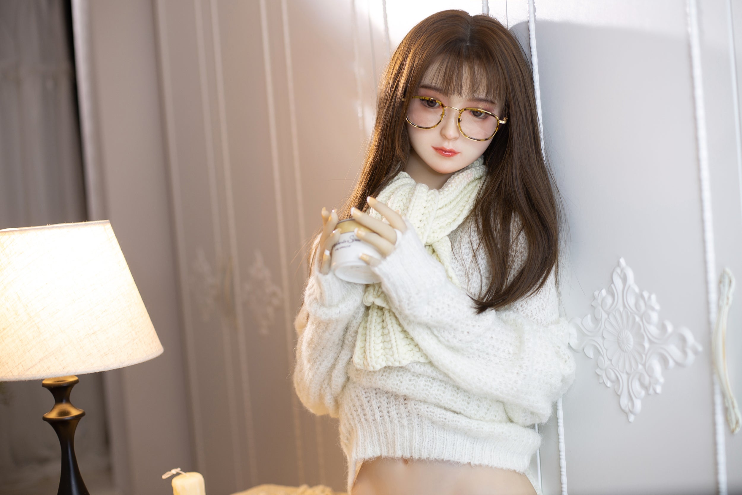 Aibei 148cm C-Cup Lifelike TPE Sex Doll with Silicone Head - Realistic Companion
