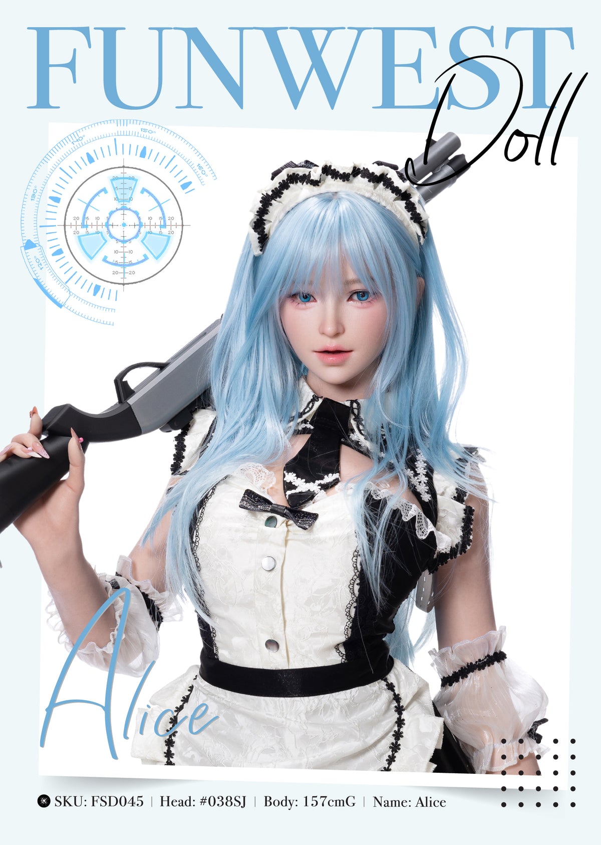 Alice 157cm G-cup Funwest Full Silicone love doll in white skin - USA stock