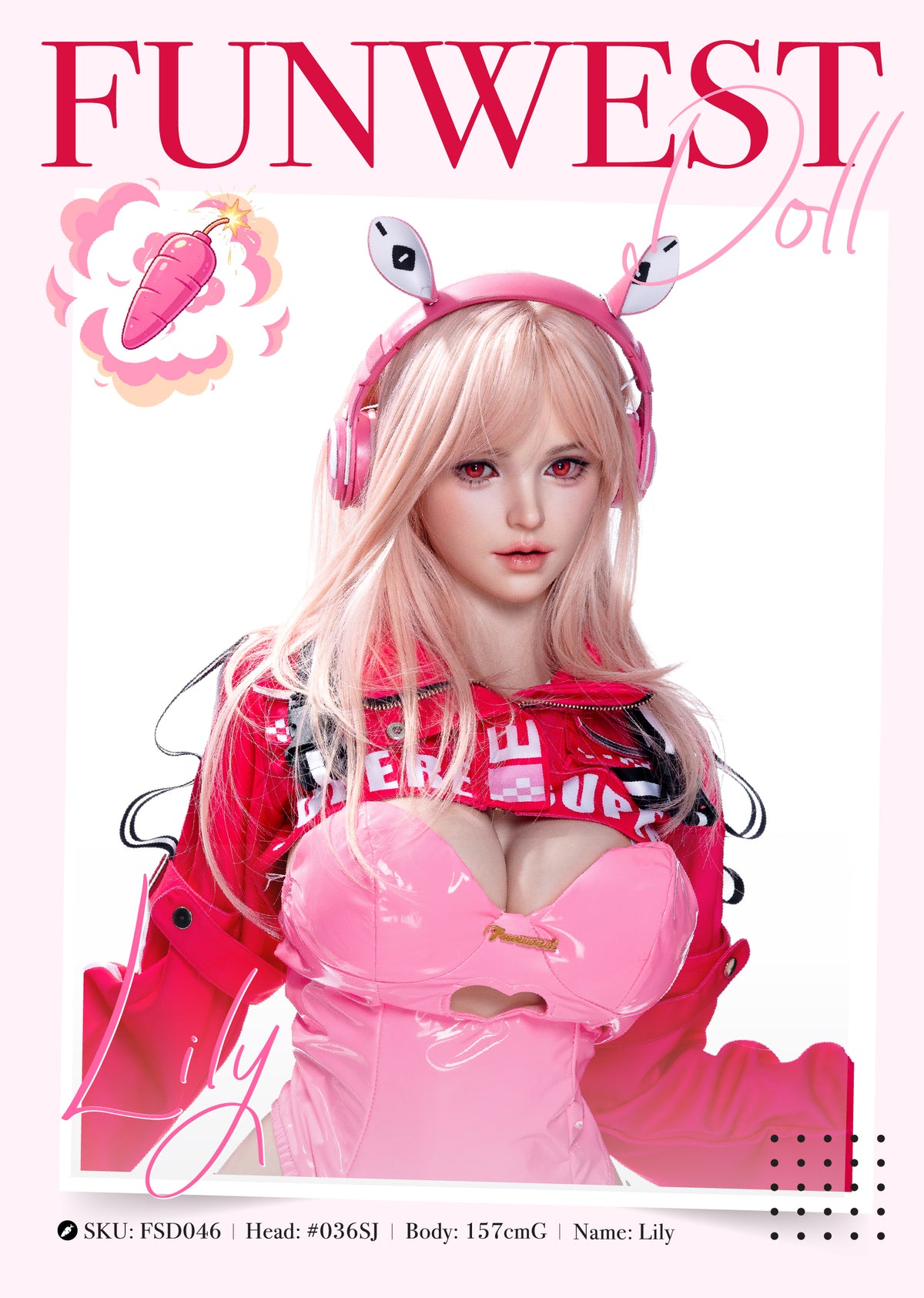 Lily 157cm G-cup Funwest Full Silicone love doll in white skin - USA stock