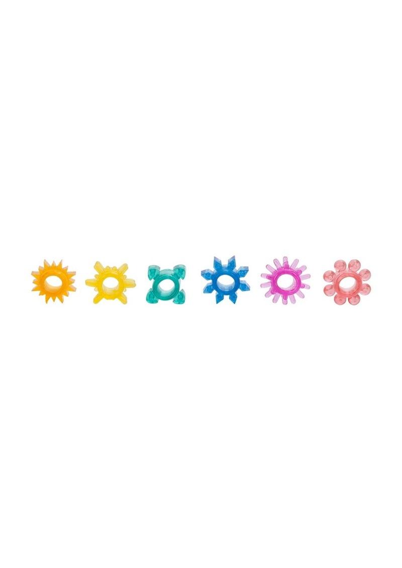 Stretchy Fun-Colors Penis Rings (6-Pack) - Love Dolls 4U